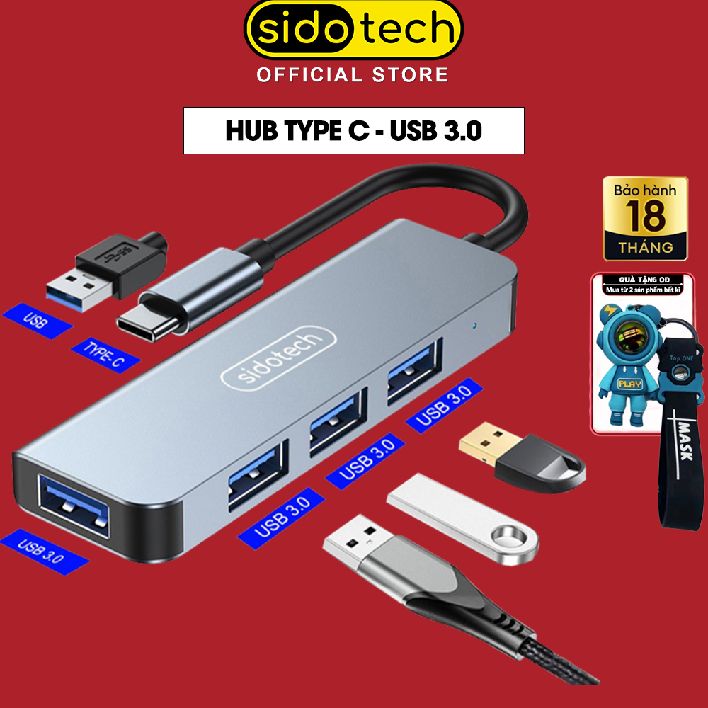 HUB Type C và HUB USB 3.0 tốc độ cao SIDOTECH cổng chia usb mở rộng kết nối chuyển đổi cho laptop táo Laptop PC