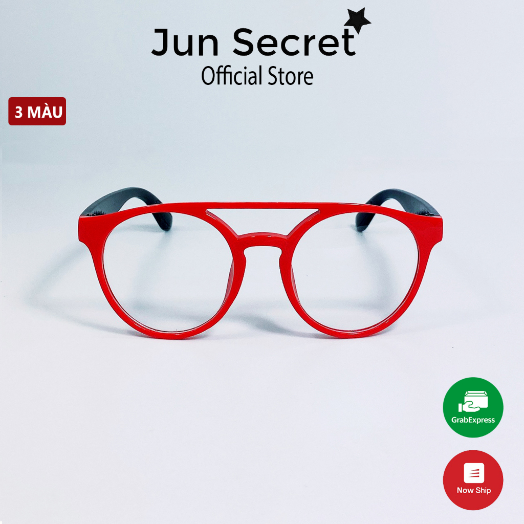 Kính mát trẻ em Jun Secret kiểu giả cận gọng tròn đơn giản dễ thương, tròng chống tia UV an toàn cho bé JS58A03