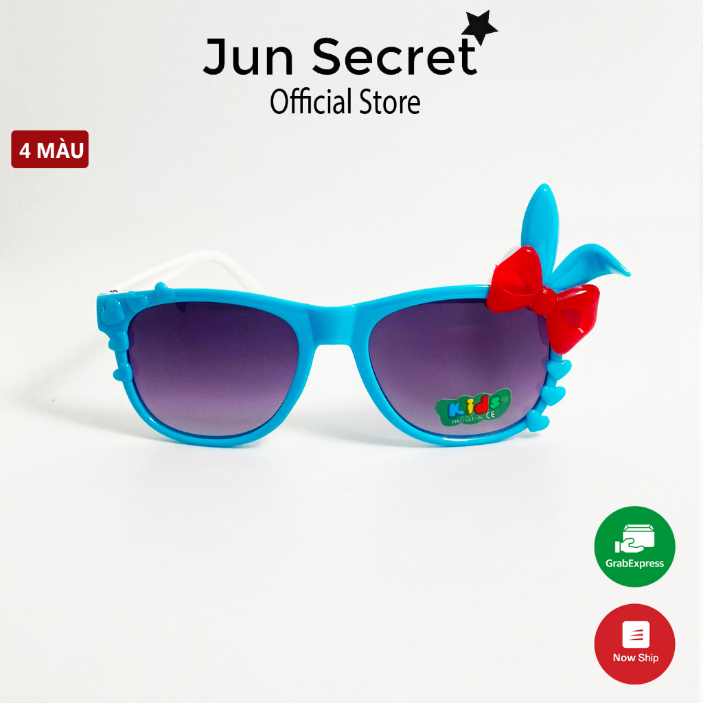 Kính mát trẻ em Jun Secret tròng kính đính nơ tai thỏ nhiều màu siêu đáng yêu dành cho bé từ 1 đến 5 tuổi JS50A02