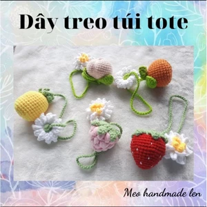 Dây treo túi tote, balo - trái cây và hoa dành dành - Handmade len - Amigurumi