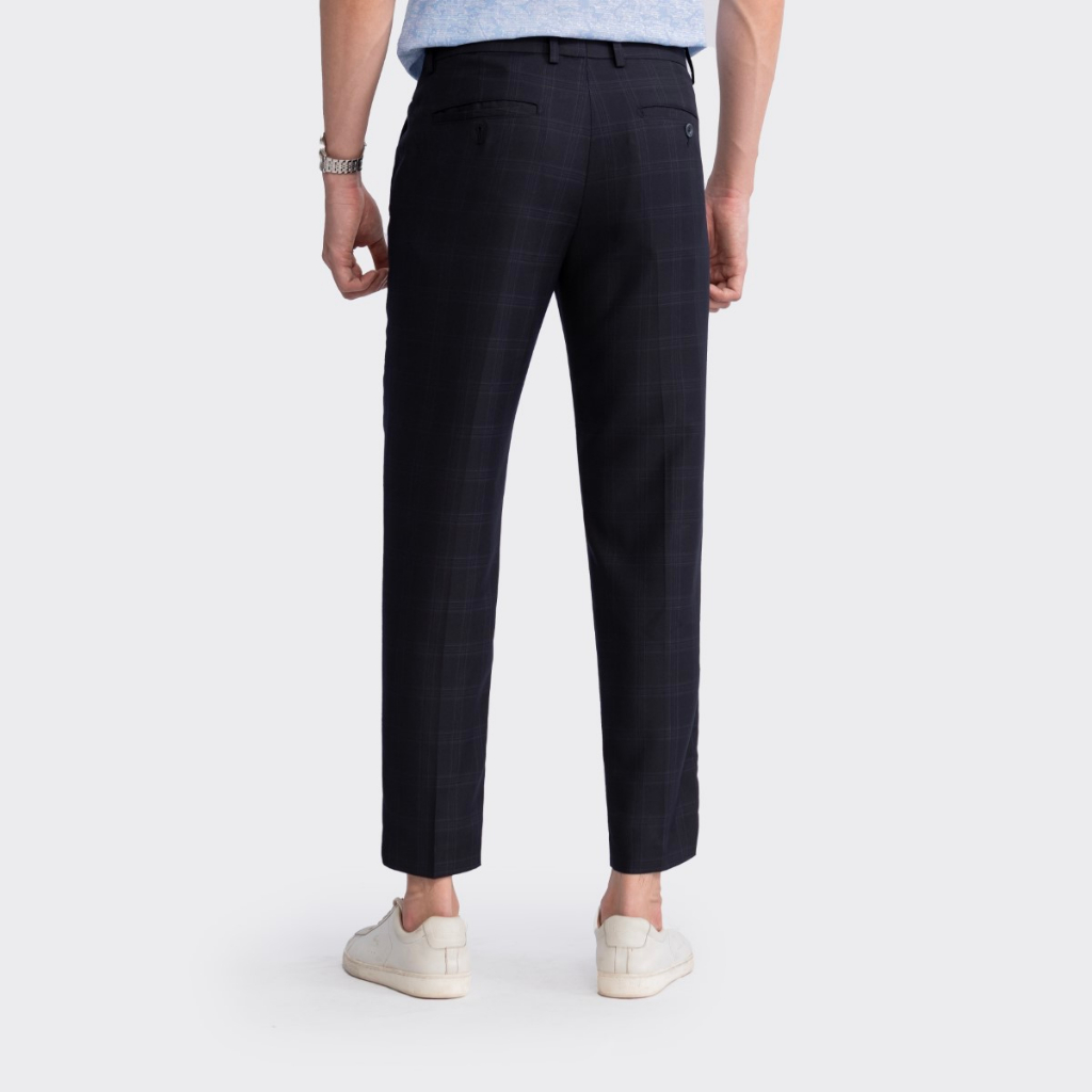 Quần tây nam INSIDEMEN họa tiết kẻ lịch lãm form Cropped ống côn cạp trơn chuẩn  cao cấp ITR00103