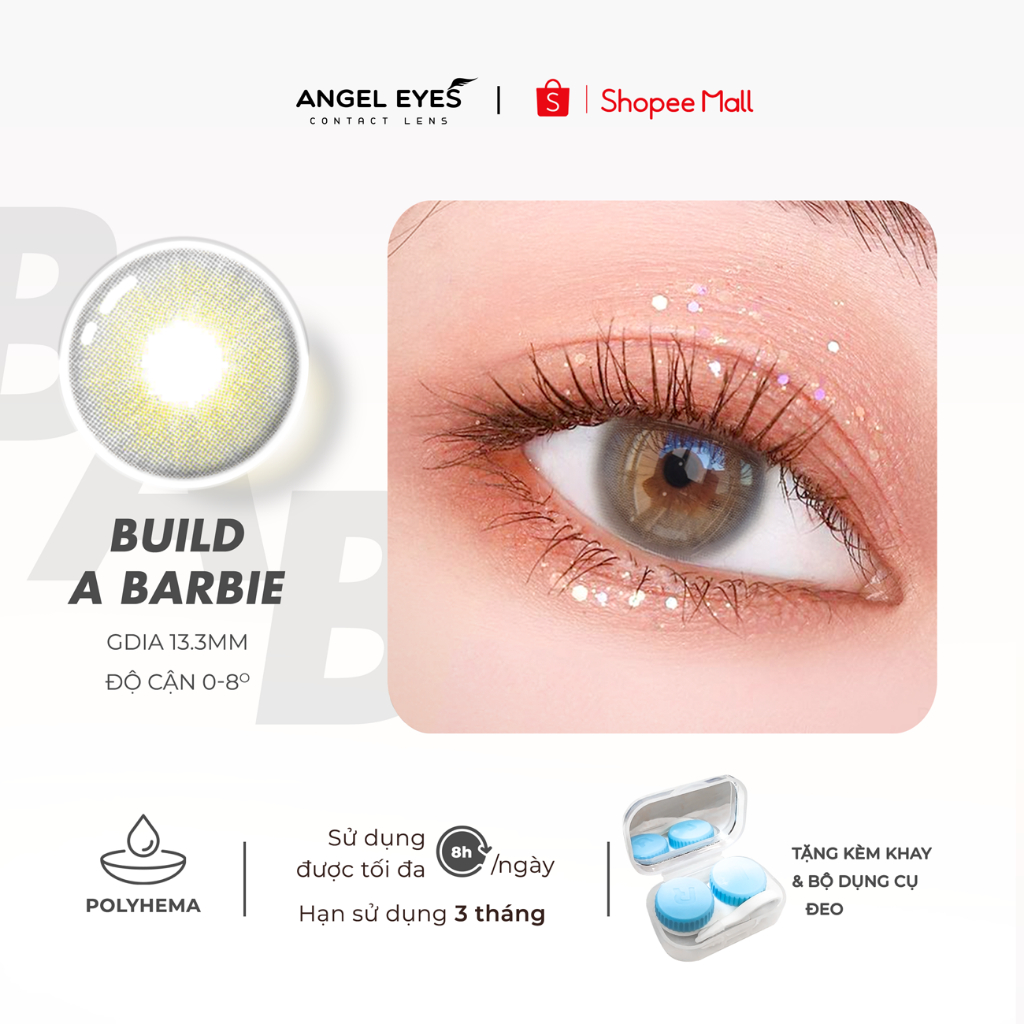 Lens xám tây có độ Build a Barbie tự nhiên hiệu Angel Eyes - Độ cận 0-8 - Đường kính màu 13.3mm