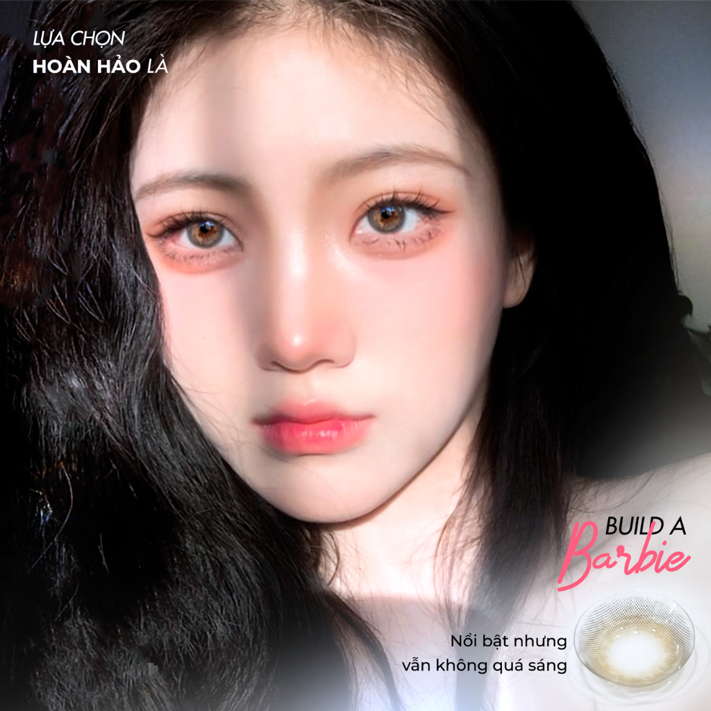 Ảnh Lens xám tây có độ cận 0-8 Build a Barbie tự nhiên hiệu Angel Eyes (Lens màu xám khói có độ cận | Kính áp tròng màu xám) 4