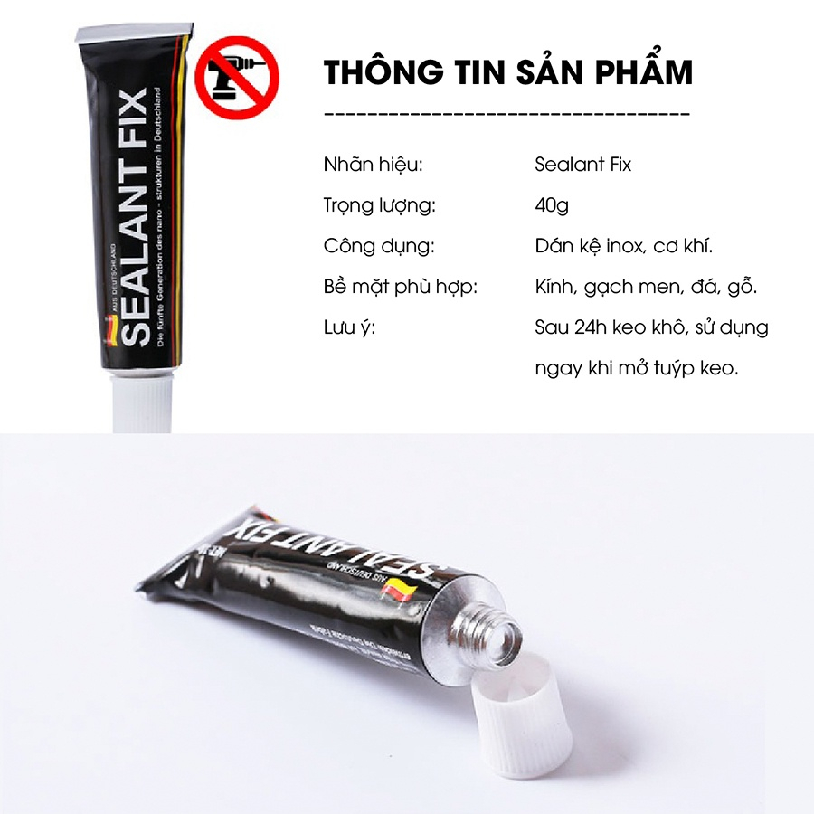 Keo Siêu Dính Chắc Chắn SEANALT FIX Màu Đen - Dán Treo Mọi Thứ Không Cần Khoan Tường Tuýp 6g-60g