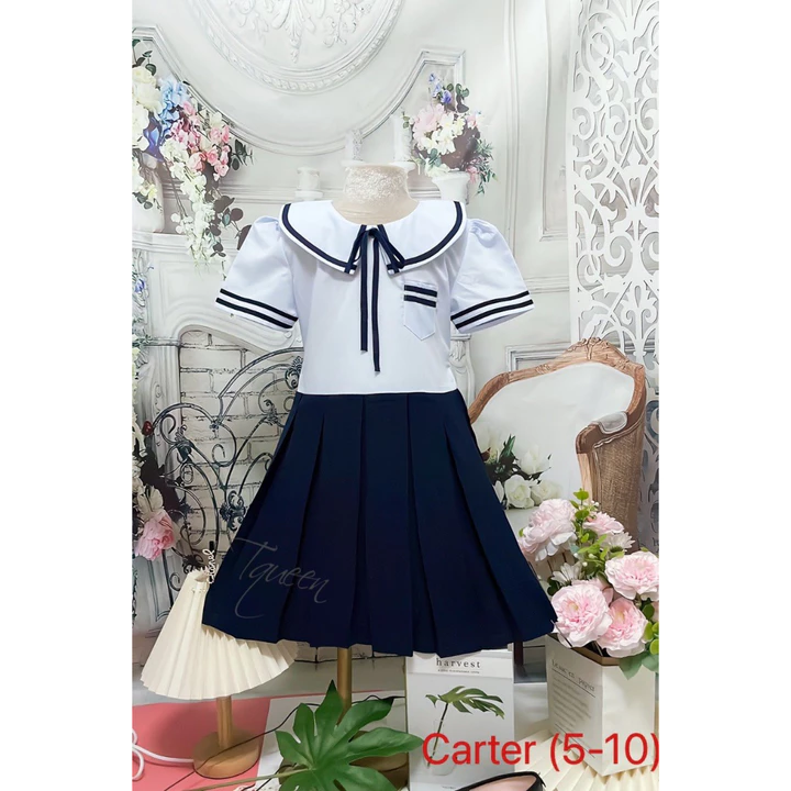 17 mẫu Đồng phục học sinh tiểu học size đại - Đầm học sinh tiểu học size 40kg - 53kg