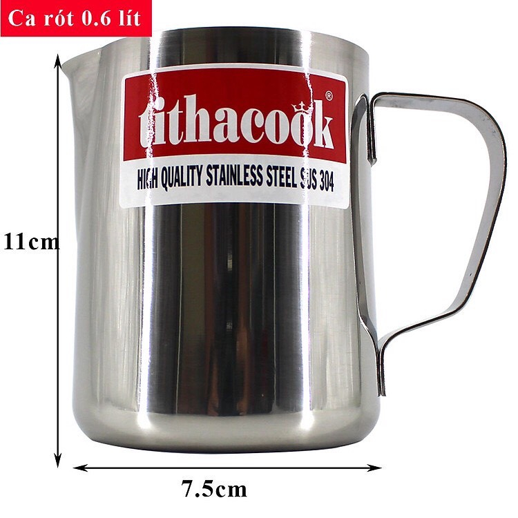 Ca inox 2 lít ca đựng nước có nắp và không nắp TITHACOOK