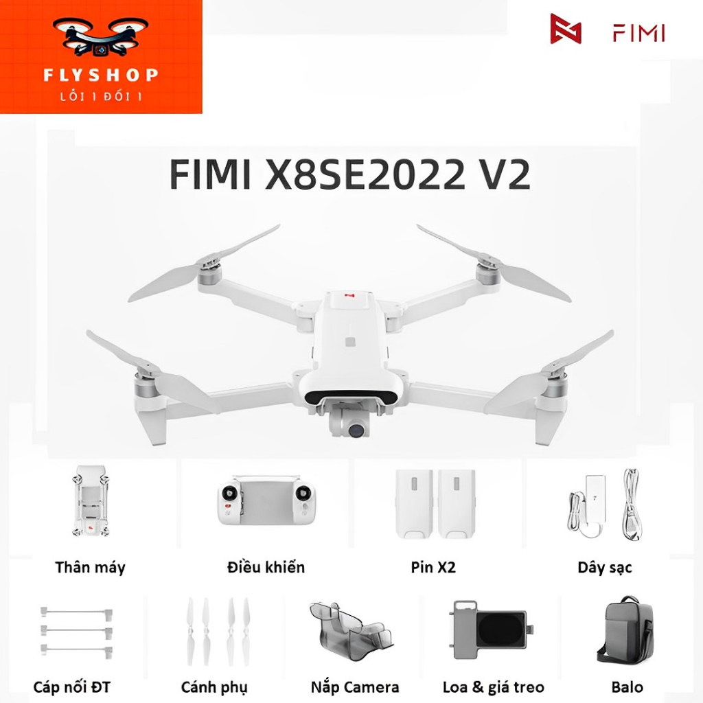 Flycam [FIMI] X8SE V2 2022 Camera 4K F1.6 Cảm biến hình ảnh Sony 1/2 ...