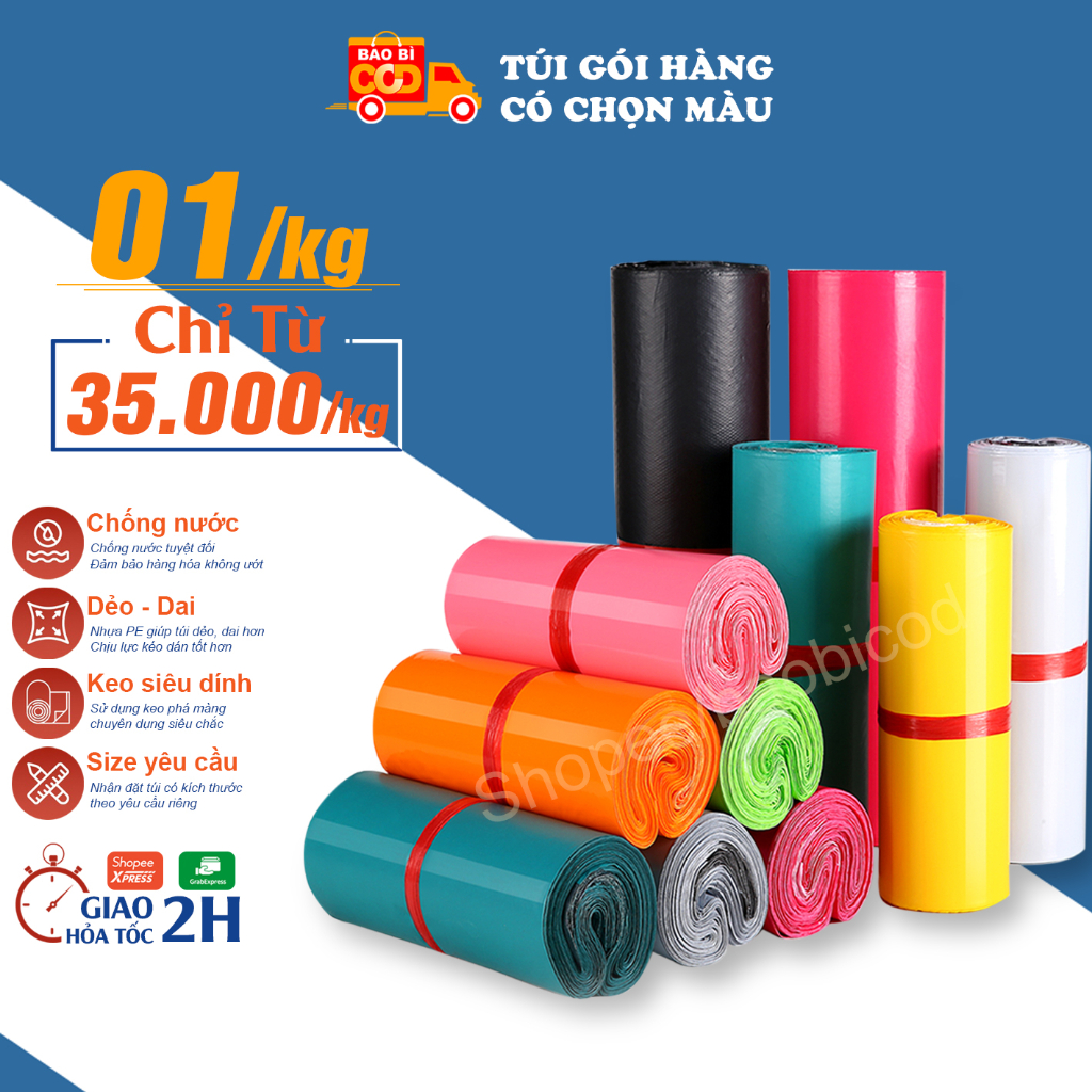 1kg - 17x30 - 45x60 Túi Gói Hàng Túi Niêm Phong Tự Dính - Chọn màu + Size