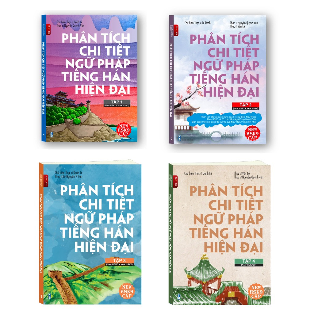Sách - Combo Phân Tích Chi Tiết Ngữ Pháp Tiếng Hán hiện đại theo New HSK 9 cấp Tập 1,2,3,4 từ New HSK1- New HSK9