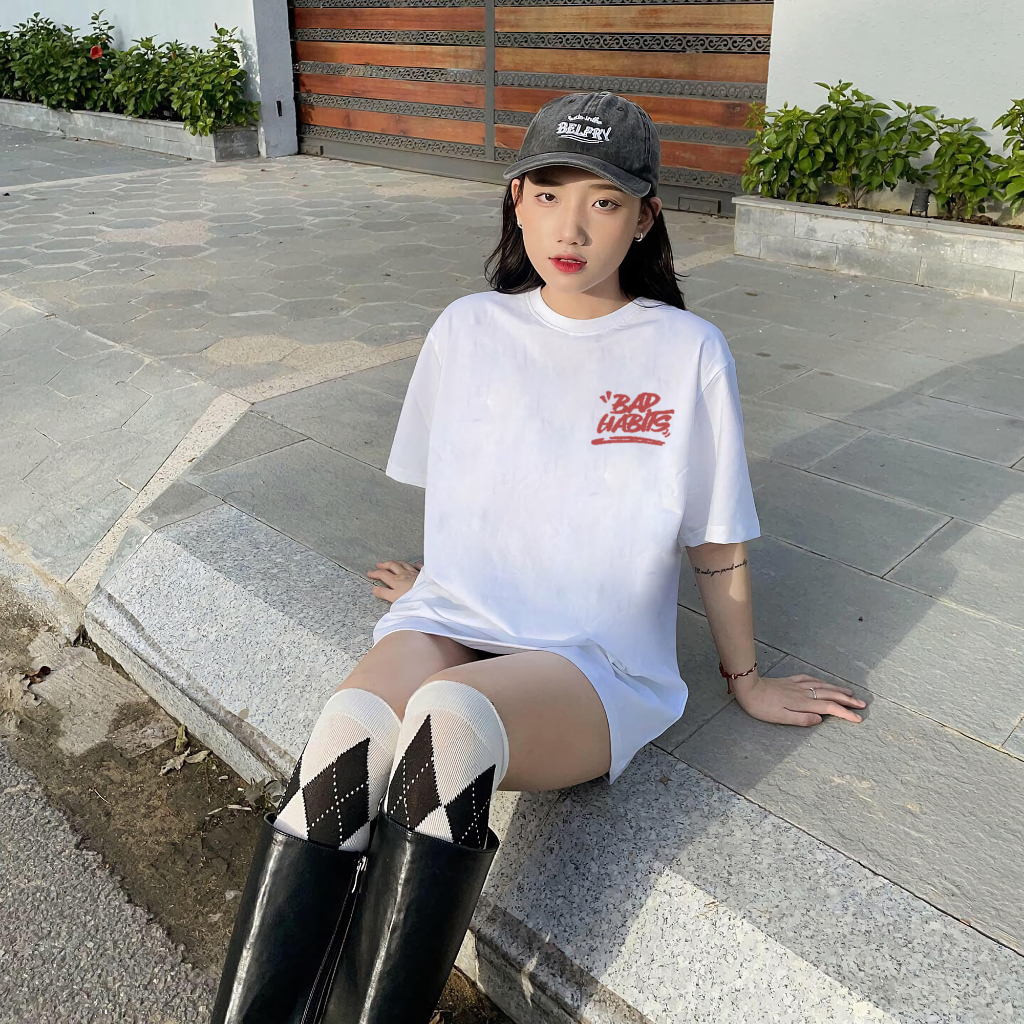Áo Thun Nam Nữ Cotton Lạnh Unisex Local Brand HALEY BADHABITS TN11, Áo Phông Form Rộng Tay Lỡ Basic Dày Dặn Oversize | BigBuy360 - bigbuy360.vn