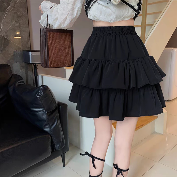 Chân Váy 2 Tầng Bigsize Nữ Lưng Cao,Chân Váy Xòe Big Size Có Lót Trong Vải Lụa Chéo Mềm Mịn CV XOE