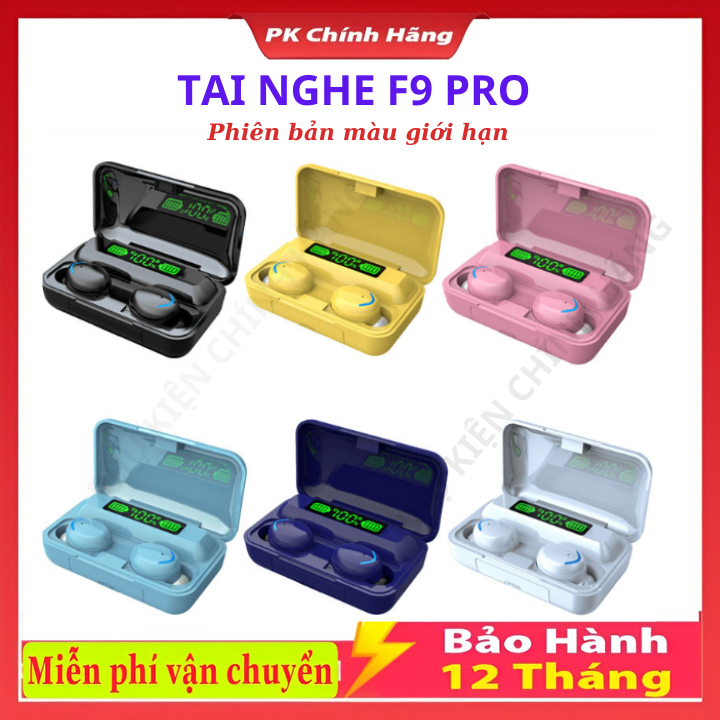 Tai Nghe F9 Pro Bluetooth 5.0 Không Dây Cảm Biến Vân Tay , Kiêm Sạc Dự Phòng Cao Cấp Nhiều Màu. Amoi F9