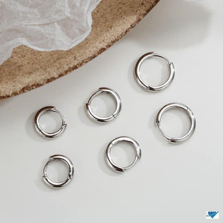 khuyên tai bạc unisex thiết kế trơn đơn giản bạc lopa