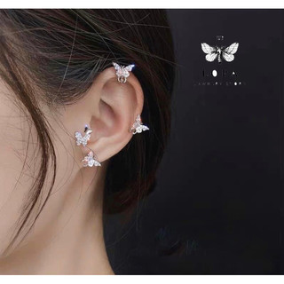 khuyên tai bạc nữ hình bướm đậu kẹp vành bạc ta LoPa
