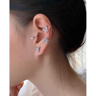 khuyên tai bạc nữ hình bướm đậu kẹp vành bạc ta LoPa