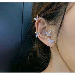 khuyên tai bạc nữ hình bướm đậu kẹp vành bạc ta LoPa