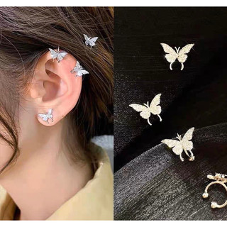 khuyên tai bạc nữ hình bướm đậu kẹp vành bạc ta LoPa