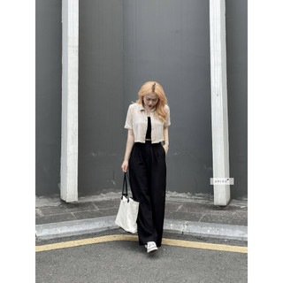 Quần tây nữ công sở - quần tây suông xếp ly ống rộng nhiennhienvintage NQT00003