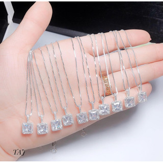 dây chuyền nữ mặt vuông đính đá thiết kế thanh lịch bạc lopa