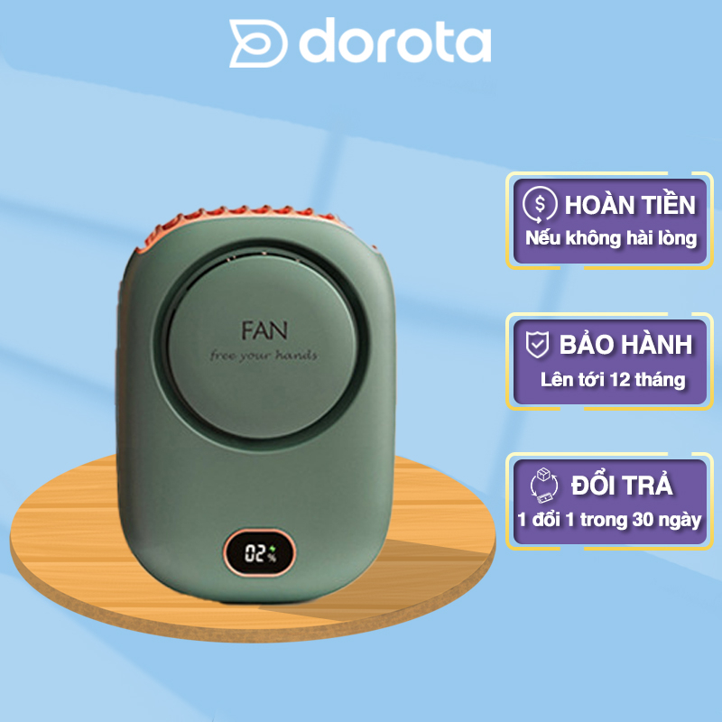 Quạt tích điện mini cầm tay DOROTA đeo cổ tiện lợi dung lượng 2000mAh DQ203