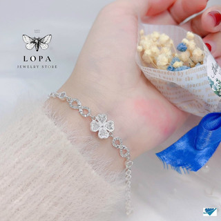 lắc tay 4 lá thiết kế cao cấp bạc lopa