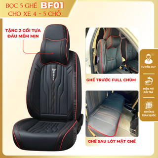 Bọc 5 ghế ô tô BF01 cho xe ô tô 4 chỗ, 5 chỗ tằng kèm 2 gối đầu mềm mịn