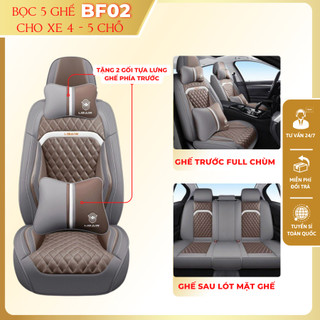 Bọc 5 ghế ô tô BF02 cho xe 4 chỗ, 5 chỗ tặng kèm 4 gối tựa