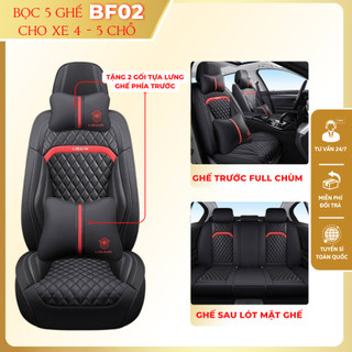 Bọc 5 ghế ô tô BF02 cho xe 4 chỗ, 5 chỗ tặng kèm 4 gối tựa