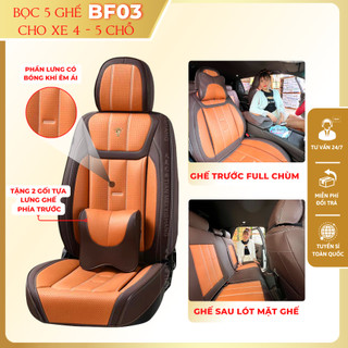 Bọc 5 ghế BF03 cho xe 4 chỗ, 5 chỗ phần Lưng có Bóng Khí êm ái tặng 2 gối