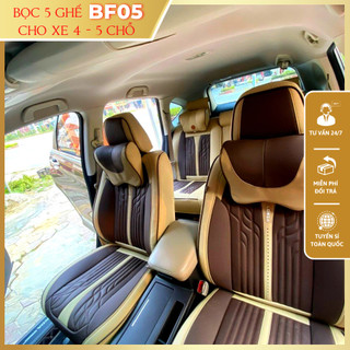 Bọc 5 ghế ô tô BF05 cho xe 4 chỗ, 5 chỗ Leika vân sóng tặng 2 gối