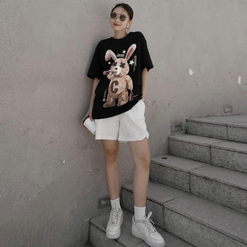 Áo Thun Nam Nữ Cotton Lạnh Unisex Local Brand HALEY TN06 Thỏ BADRABBIT, Áo Phông Form Rộng Tay Lỡ Dày Dặn Oversize | BigBuy360 - bigbuy360.vn