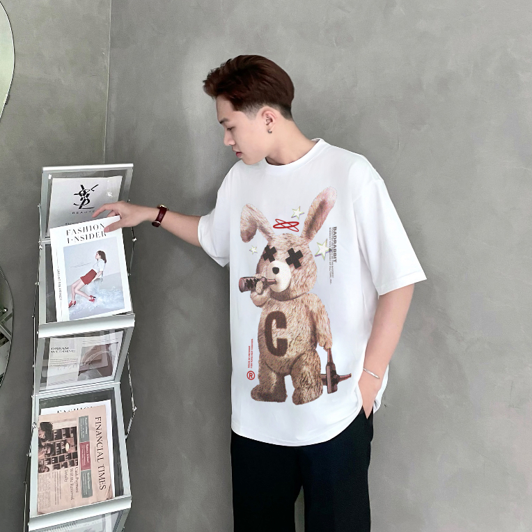 Áo Thun Nam Nữ Cotton Lạnh Unisex Local Brand HALEY TN06 Thỏ BADRABBIT, Áo Phông Form Rộng Tay Lỡ Dày Dặn Oversize | BigBuy360 - bigbuy360.vn