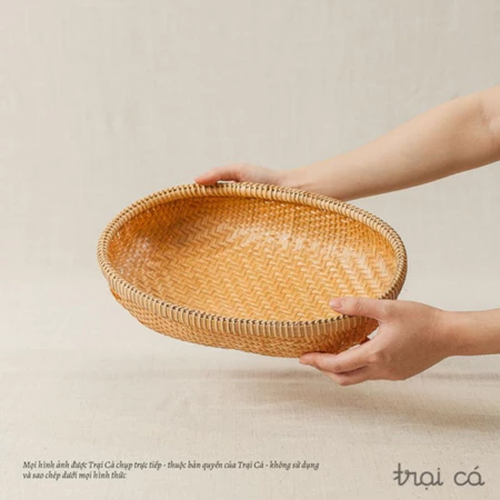 Rổ Tre Oval Đa Năng TRẠI CÁ Rổ Rửa Rau Củ, Rổ Đựng Hoa Quả, Đồ Ăn, Đồ Dùng Nhà Bếp, Đồ Gia Dụng, Decor Chụp Ảnh