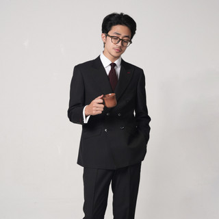 Blazer đen 2 hàng khuy Addikt Double Breasted - Áo khoác Blazer ve nhọn, cúc 6x2 peak lapels classic vibe
