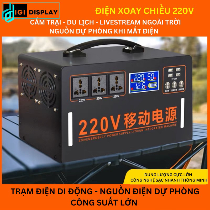 Trạm điện di động 220V - Nguồn điện dự phòng công suất lớn cho cắm trại ...