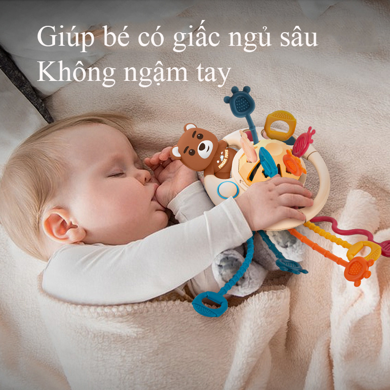 Ảnh Đồ chơi gặm nướu chất liệu nhựa và cao su non có dây rút thông minh rèn luyện vận động thô 3