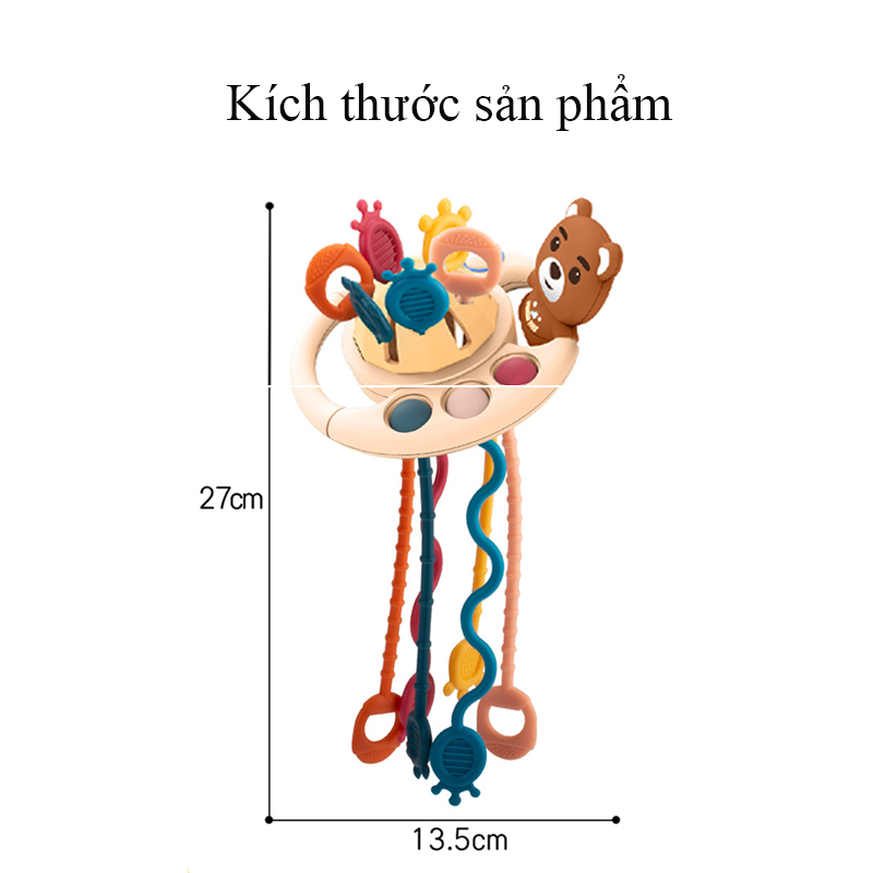 Ảnh Đồ chơi gặm nướu chất liệu nhựa và cao su non có dây rút thông minh rèn luyện vận động thô 1