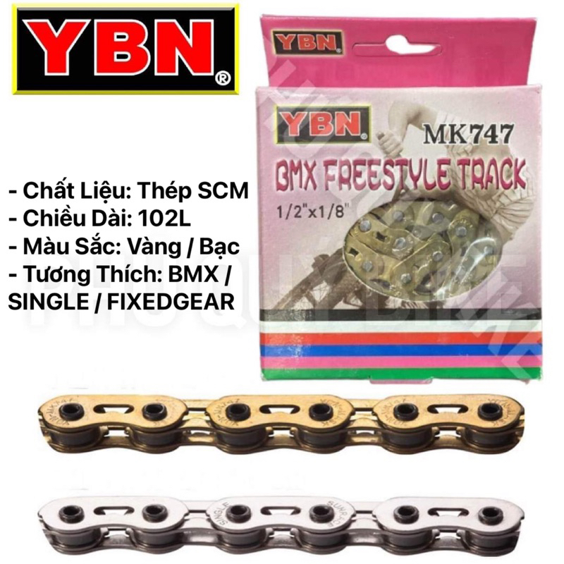 Sên YBN MK747 Vàng / Bạc Dành Cho Xe Đạp FixedGear / BMX / SingleSpeed