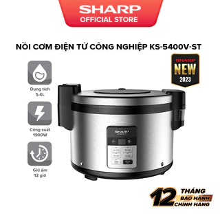 Nồi Cơm Điện Tử Công Nghiệp Sharp KS-5400V-ST [Dung tích 5.4 lít, Công nghệ nhiệt 3D, Giữ ấm 12 giờ] - BH 12 tháng