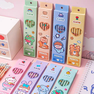 MEOWU (Set 6Cây) Bút Chì HB Có Gôm Bằng Gỗ Vẽ Viết Bài Mẫu Hoạt Hình Dễ Thương