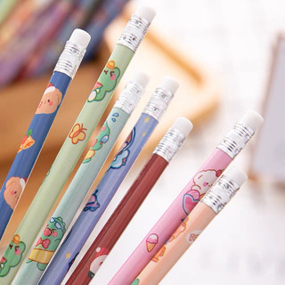 MEOWU (Set 6Cây) Bút Chì HB Có Gôm Bằng Gỗ Vẽ Viết Bài Mẫu Hoạt Hình Dễ Thương
