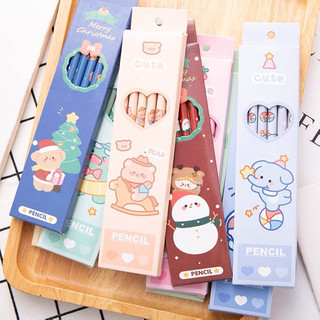 MEOWU (Set 6Cây) Bút Chì HB Có Gôm Bằng Gỗ Vẽ Viết Bài Mẫu Hoạt Hình Dễ Thương