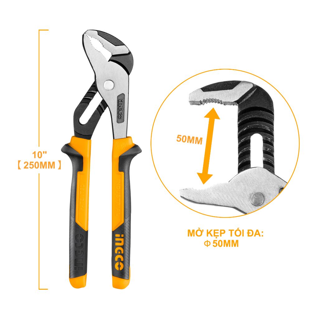 Ảnh Kìm mỏ quạ 10 inch/250mm INGCO HPP28251 độ mở tối đa 50mm kích thước dài 250mm 3