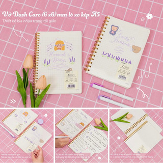 KLONG - Sổ lò xo kép size A5 Caro / Lined - 120 / 200 trang; MS: 592 - 593 - 594 - 595 🐻💕 cho hssv, bujo, quà tặng 🌸