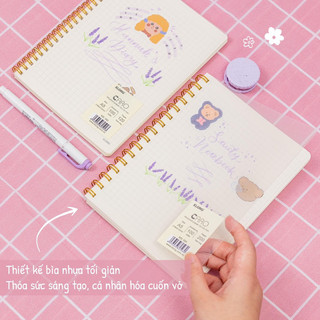 KLONG - Sổ lò xo kép size A5 Caro / Lined - 120 / 200 trang; MS: 592 - 593 - 594 - 595 🐻💕 cho hssv, bujo, quà tặng 🌸