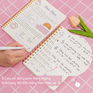 KLONG - Sổ lò xo kép size A5 Caro / Lined - 120 / 200 trang; MS: 592 - 593 - 594 - 595 🐻💕 cho hssv, bujo, quà tặng 🌸