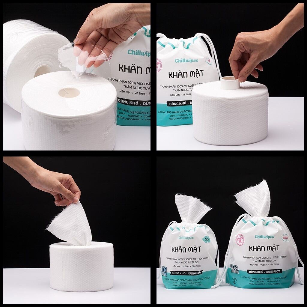 Ảnh Khăn Mặt Khô Chillwipes Facial & Hand Disposable Cleansing Towel (80 Tờ) 2