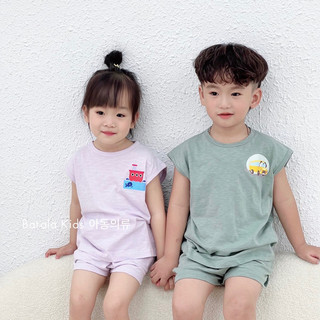 Bộ cộc tay cho bé Batala Kids, Quần áo cotton phong cách Hàn Quốc, Bộ ba lỗ trẻ em từ 10-22kg