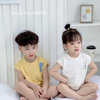 Bộ cộc tay cho bé Batala Kids, Quần áo cotton phong cách Hàn Quốc, Bộ ba lỗ trẻ em từ 10-22kg