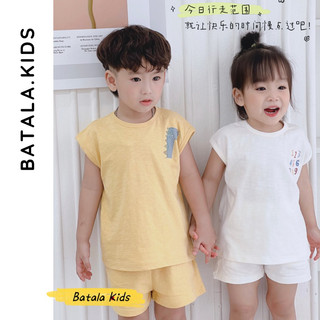 Bộ cộc tay cho bé Batala Kids, Quần áo cotton phong cách Hàn Quốc, Bộ ba lỗ trẻ em từ 10-22kg